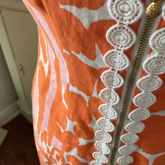 Lilly Pulitzer Target Giraffes Linen Lace Trim Shift Dress Size 4 - Picture 4 of 9